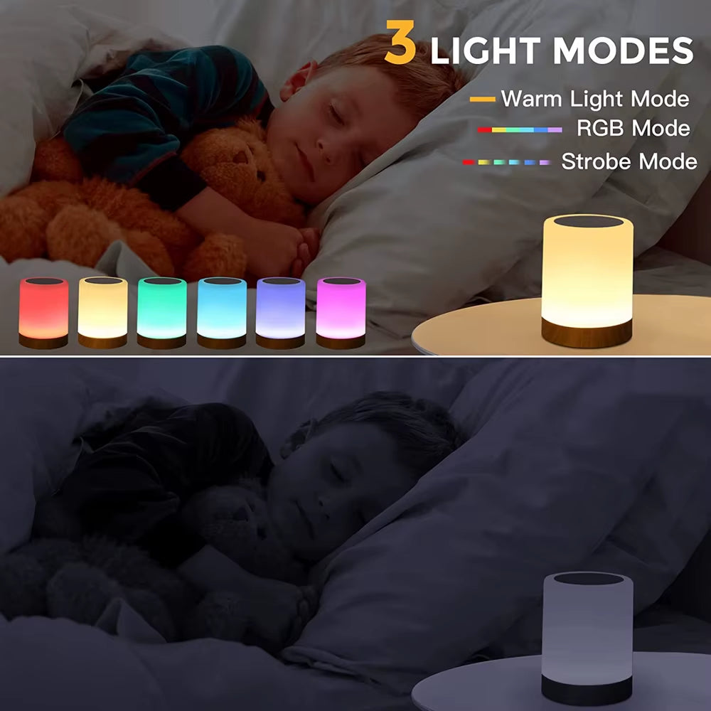 Touch Lamp LED Table Lamp Bedside Lamp RGB Table Lamp Bedroom Lamp with Touch Sensor Portable Desk Lamp RGB Light for Kids Gifts